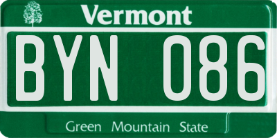 VT license plate BYN086