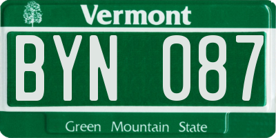VT license plate BYN087