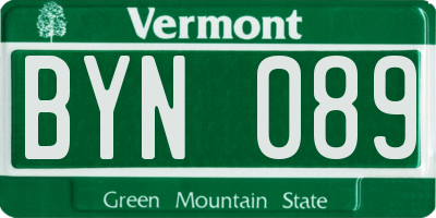 VT license plate BYN089