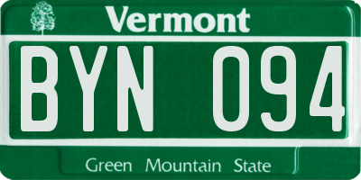 VT license plate BYN094