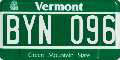 VT license plate BYN096