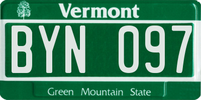 VT license plate BYN097