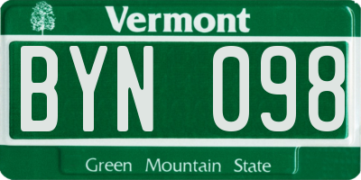 VT license plate BYN098