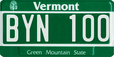 VT license plate BYN100