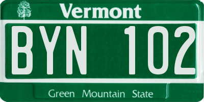 VT license plate BYN102