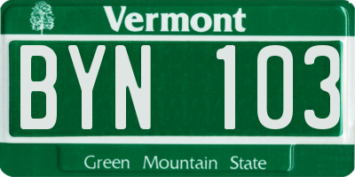 VT license plate BYN103