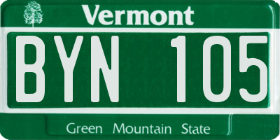 VT license plate BYN105