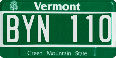 VT license plate BYN110