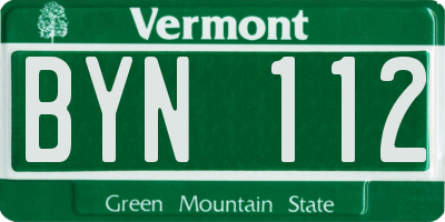 VT license plate BYN112