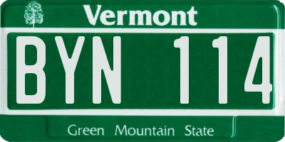 VT license plate BYN114