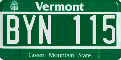 VT license plate BYN115