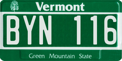 VT license plate BYN116