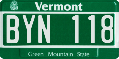 VT license plate BYN118