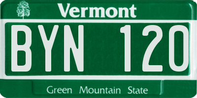 VT license plate BYN120