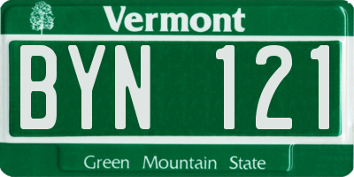 VT license plate BYN121