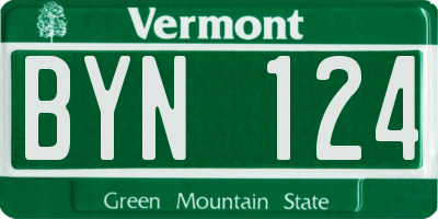 VT license plate BYN124