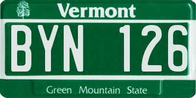 VT license plate BYN126