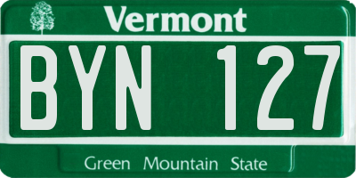 VT license plate BYN127
