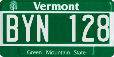 VT license plate BYN128