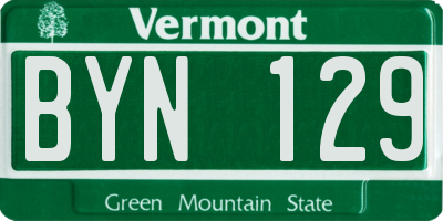 VT license plate BYN129