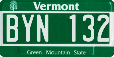 VT license plate BYN132