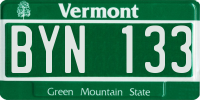 VT license plate BYN133