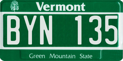 VT license plate BYN135