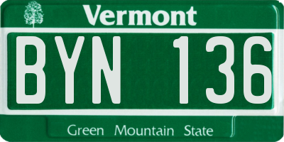 VT license plate BYN136
