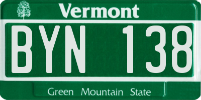 VT license plate BYN138