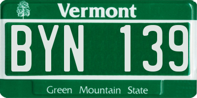 VT license plate BYN139