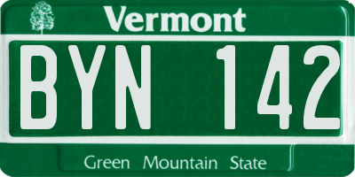 VT license plate BYN142