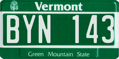 VT license plate BYN143