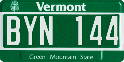 VT license plate BYN144