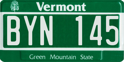VT license plate BYN145