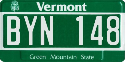 VT license plate BYN148