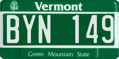 VT license plate BYN149
