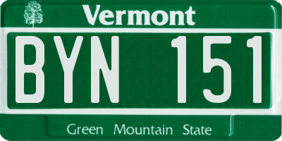 VT license plate BYN151