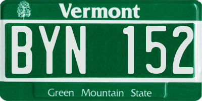 VT license plate BYN152