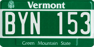 VT license plate BYN153