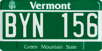 VT license plate BYN156