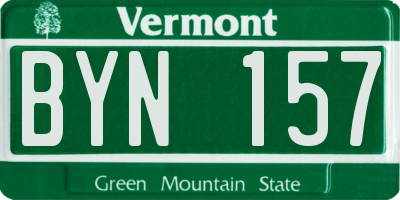 VT license plate BYN157