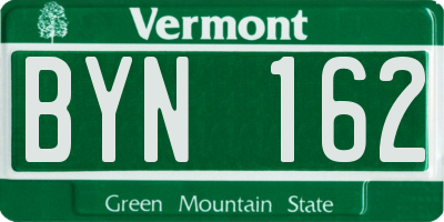 VT license plate BYN162