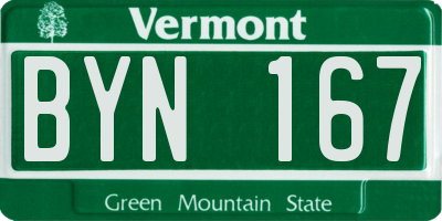 VT license plate BYN167