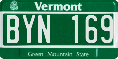 VT license plate BYN169