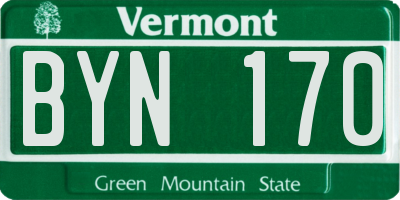VT license plate BYN170