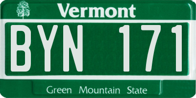 VT license plate BYN171