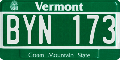 VT license plate BYN173