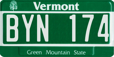 VT license plate BYN174