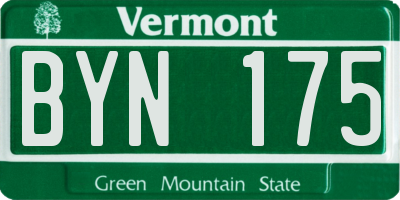 VT license plate BYN175