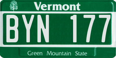 VT license plate BYN177